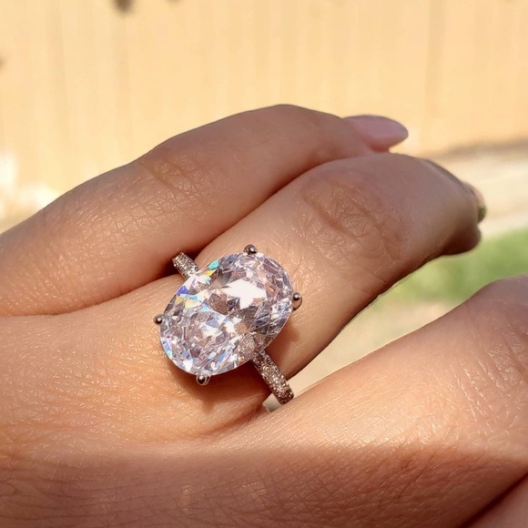 NEW Sterling Silver Engagement Oval Ring - Picture 3 of 3